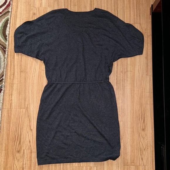 Evan-Picone Dark Gray Sweater Dress Dolman Loose Fit Drawstring Waist L Large - Picture 2 of 7